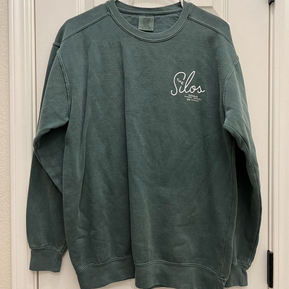 Comfort Colors Forest Green Crewneck Sweatshirt with White Logo